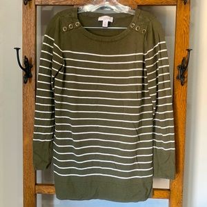 Motherhood maternity olive green striped lightweight sweater. Gently worn.
